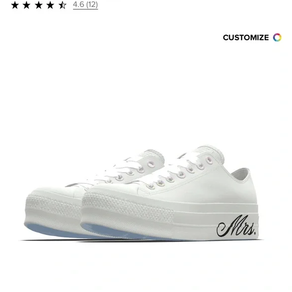NEW 7. Custom Chuck Taylor All Star Lift Platform Wedding White - Picture 1 of 6